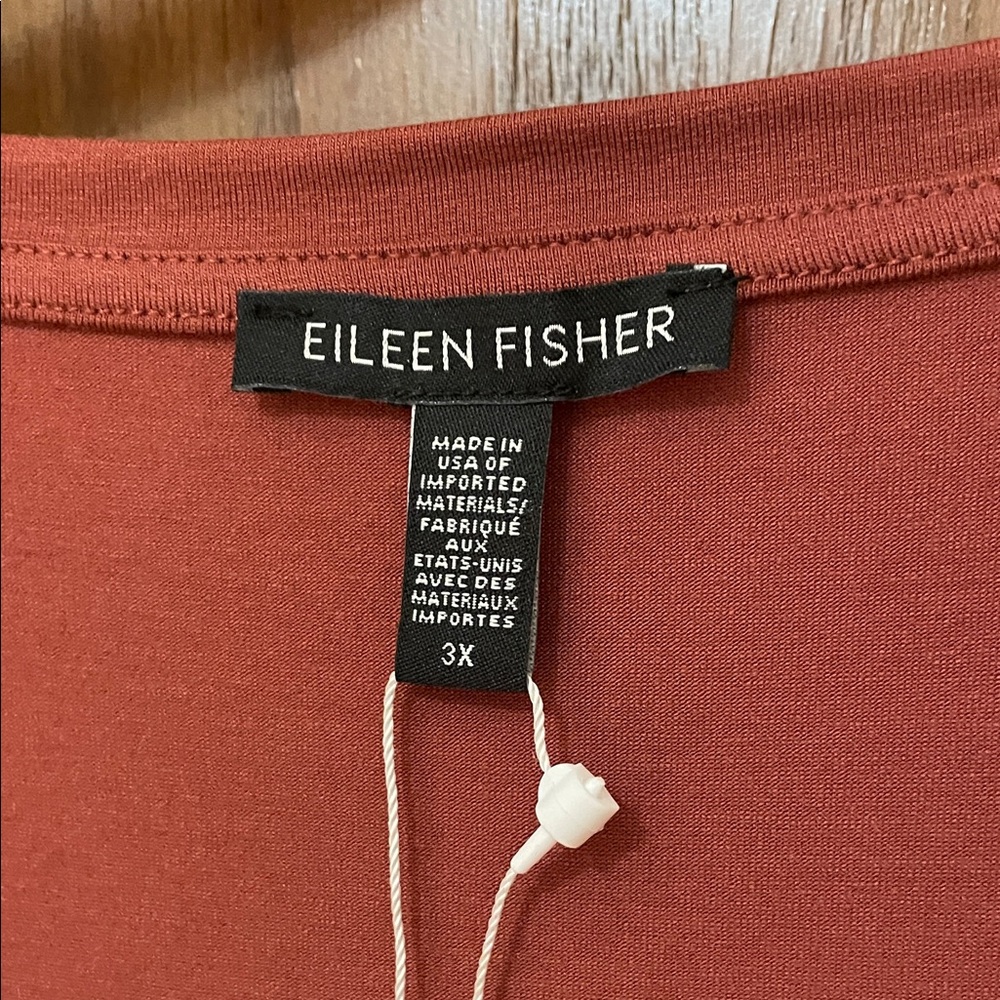 EILEEN FISHER NWT Women’s Size 3X Rust V-Neck short sleeve top - Picture 2 of 7
